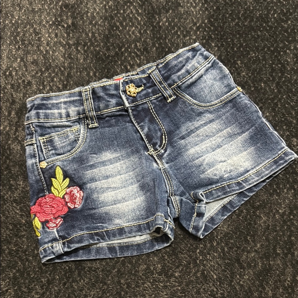 Embroidered Denim Shorts